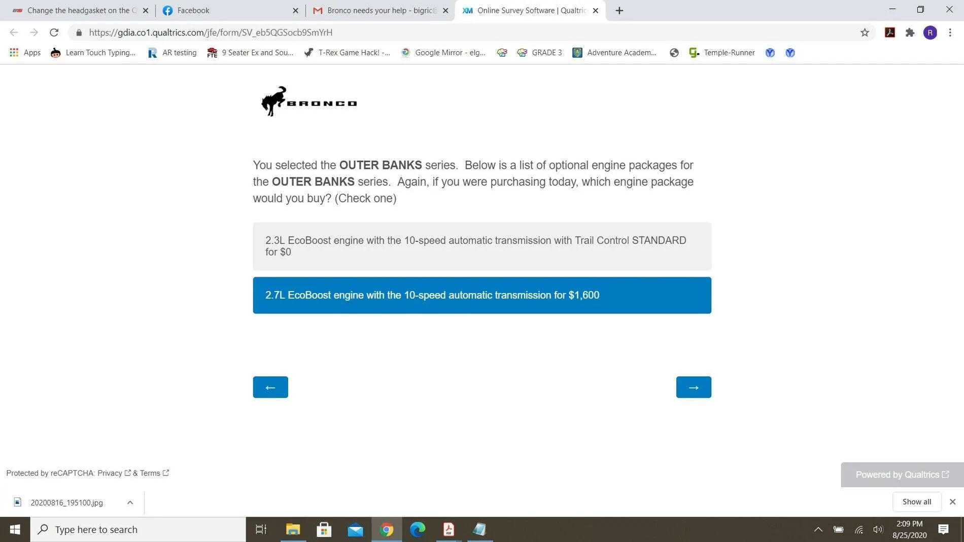 Ford Bronco Potential Package (+ Sasquatch) Pricing Previewed in Bronco Reservation Survey Email Survey1