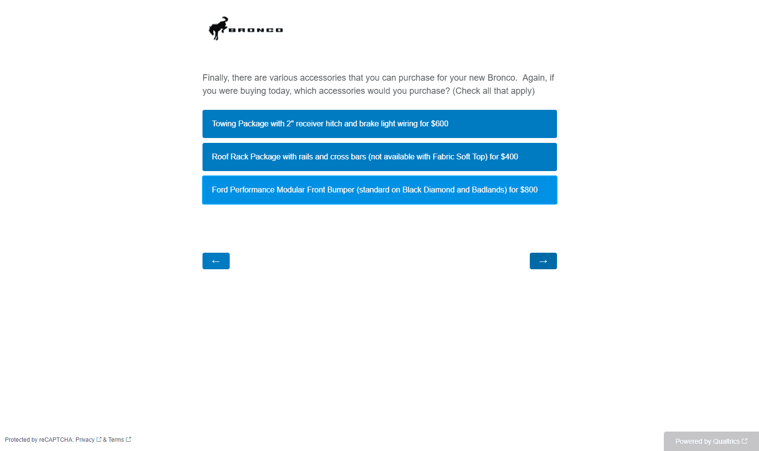 Ford Bronco Potential Package (+ Sasquatch) Pricing Previewed in Bronco Reservation Survey Email 1598383280629