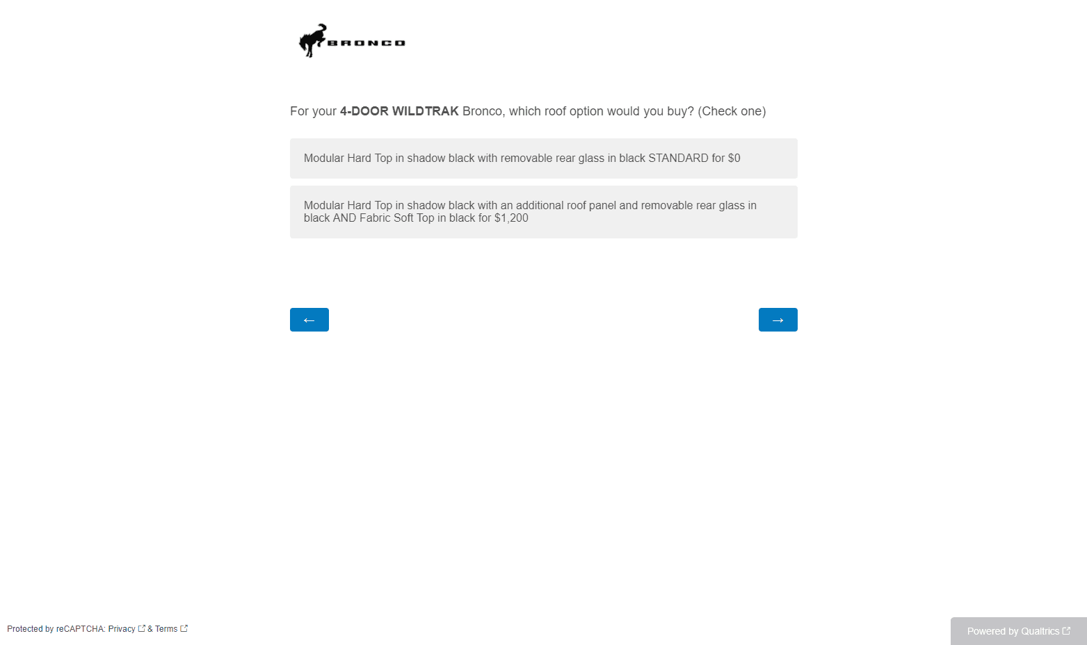 Ford Bronco Potential Package (+ Sasquatch) Pricing Previewed in Bronco Reservation Survey Email 1598383583645