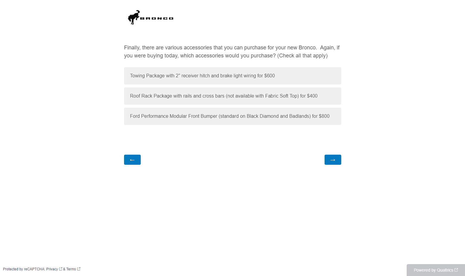 Ford Bronco Potential Package (+ Sasquatch) Pricing Previewed in Bronco Reservation Survey Email 1598383590657