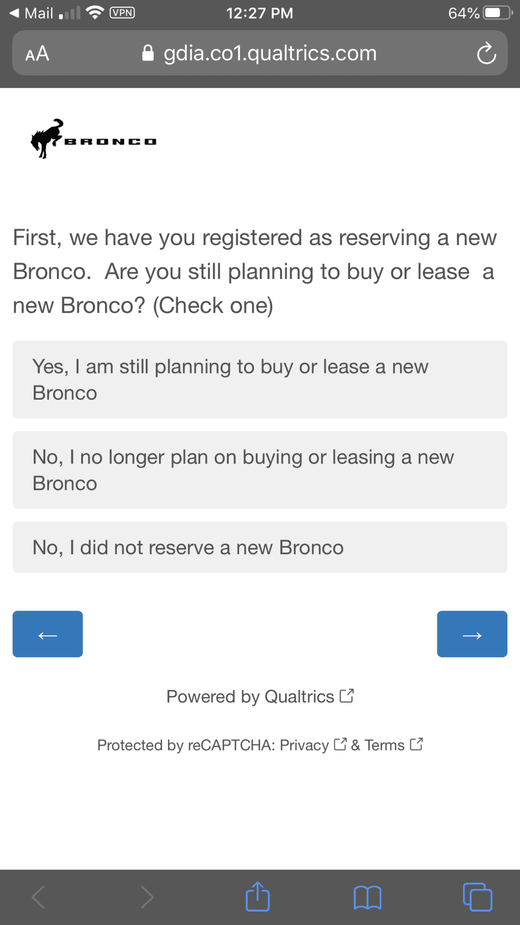 Ford Bronco Potential Package (+ Sasquatch) Pricing Previewed in Bronco Reservation Survey Email 6B2C0F8E-8A21-48F3-80CF-C5FC9DA7C5C3