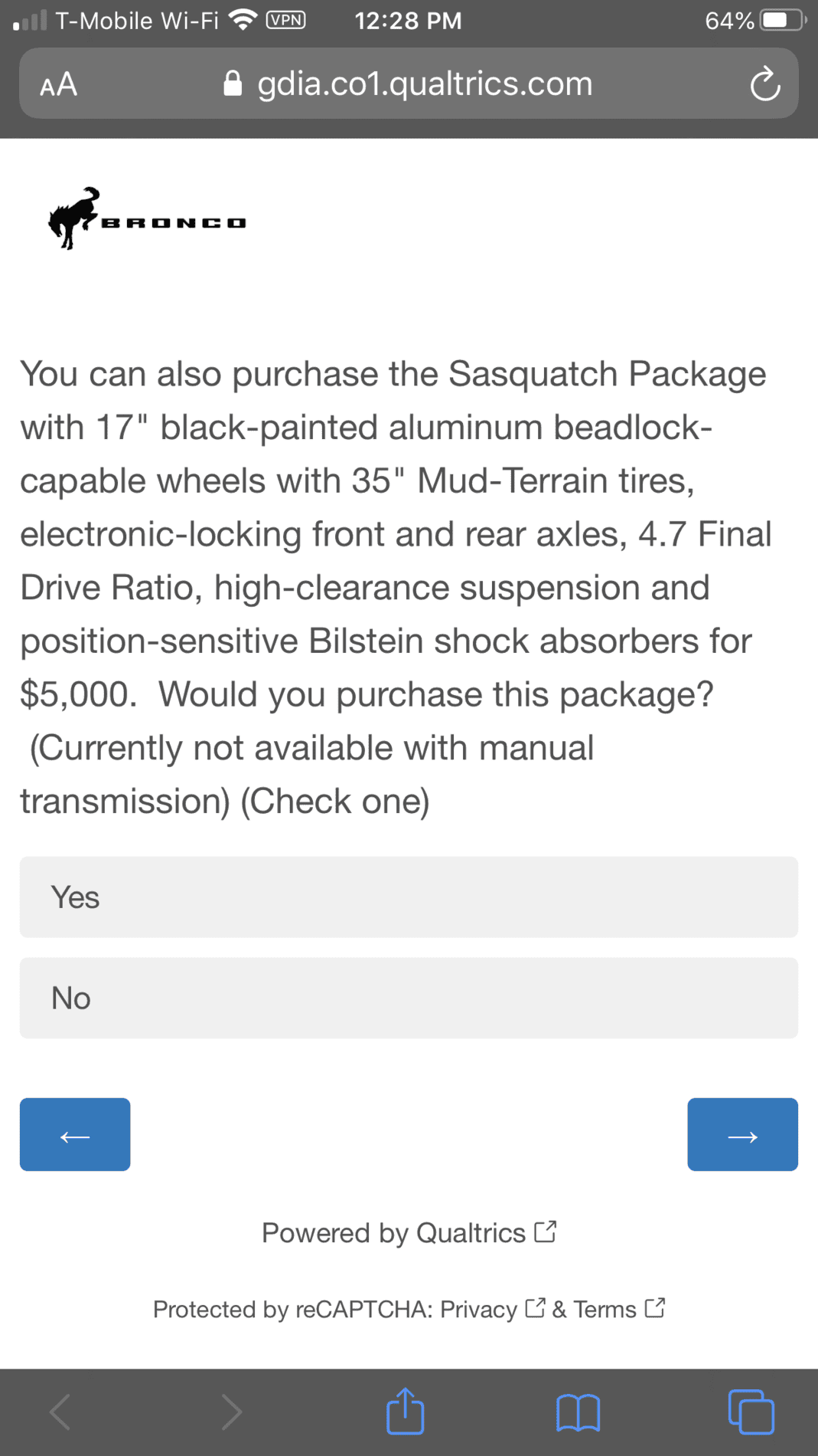Ford Bronco Potential Package (+ Sasquatch) Pricing Previewed in Bronco Reservation Survey Email 91050C66-D7FF-4472-B713-18AA93737782