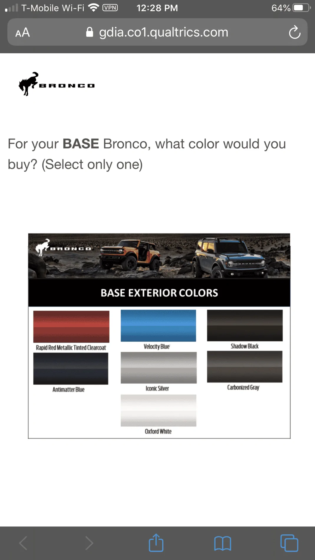 Ford Bronco Potential Package (+ Sasquatch) Pricing Previewed in Bronco Reservation Survey Email 0114C290-D5E1-4686-91D4-10B1AC930B66