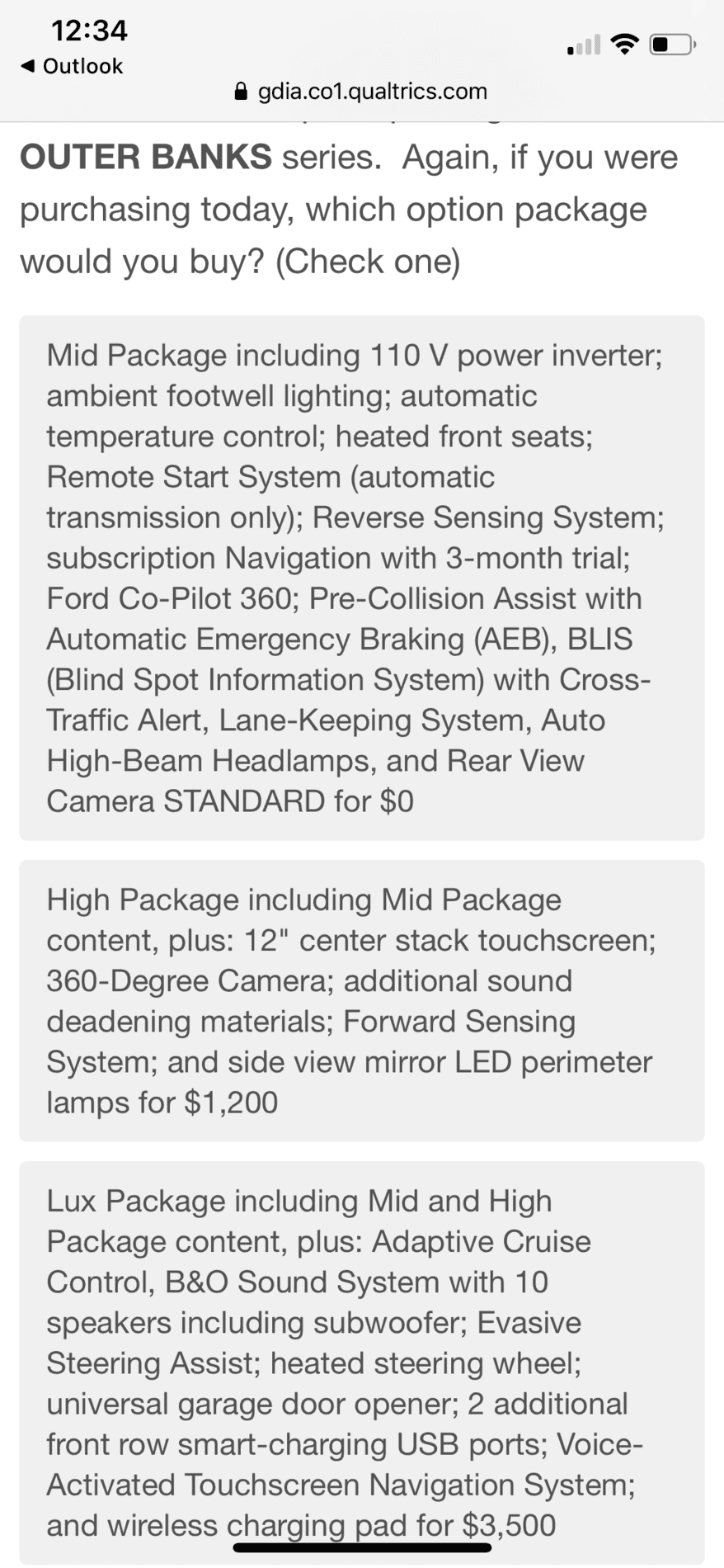 Ford Bronco Potential Package (+ Sasquatch) Pricing Previewed in Bronco Reservation Survey Email B328AE1E-E9F7-4C30-9384-871A18127E89