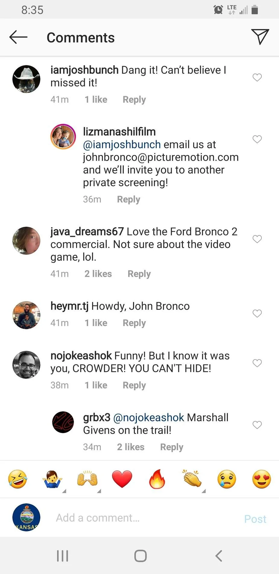 Ford Bronco John Bronco mockumentary Screenshot_20200825-203517_Instagram