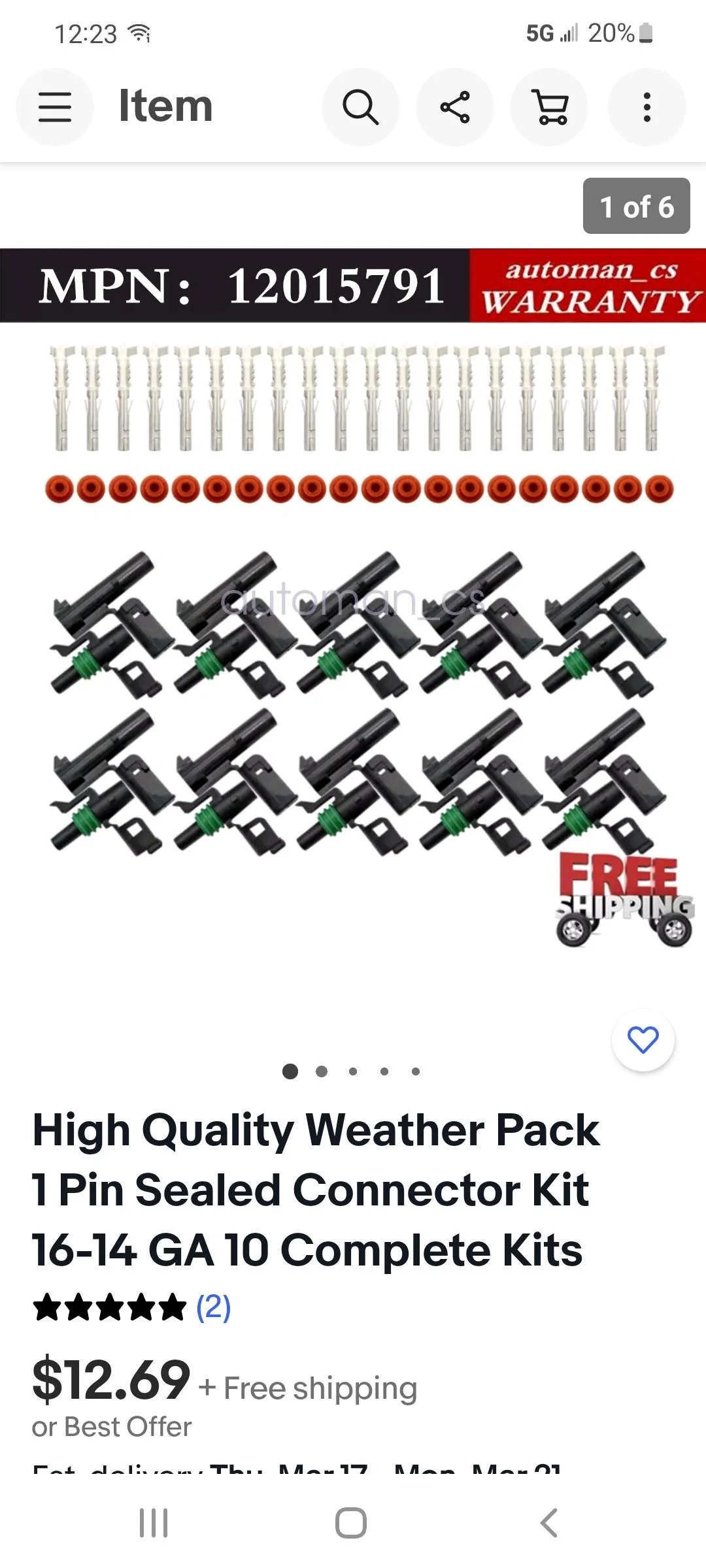 Ford Bronco Need Weather Pack Connectors Recommendation For Wiring Lights Screenshot_20220313-122327_eBay
