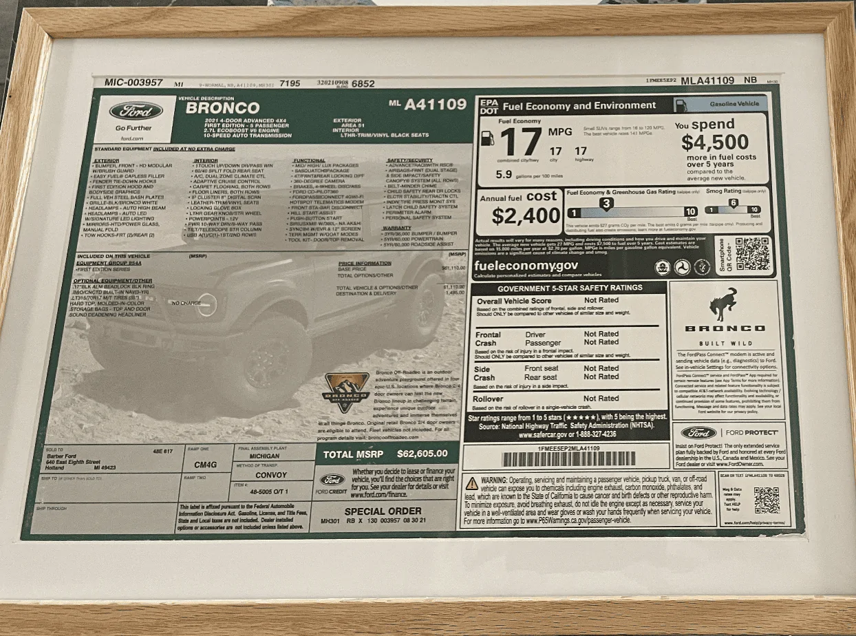 Ford Bronco First Edition Bronco Thread Windo