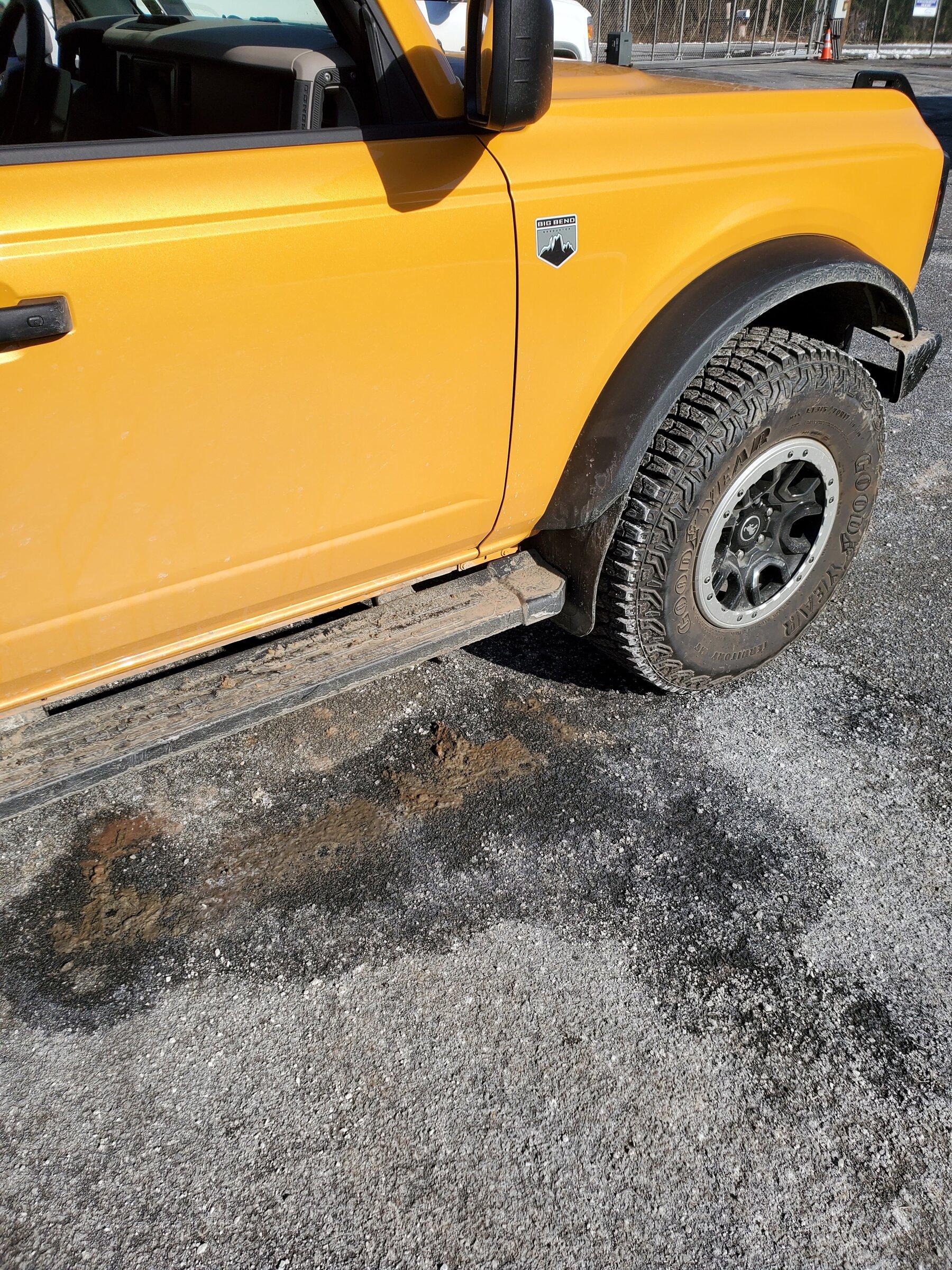 Ford Bronco Weather Tech Mud Flaps for Wildtrack installed 20220314_155349