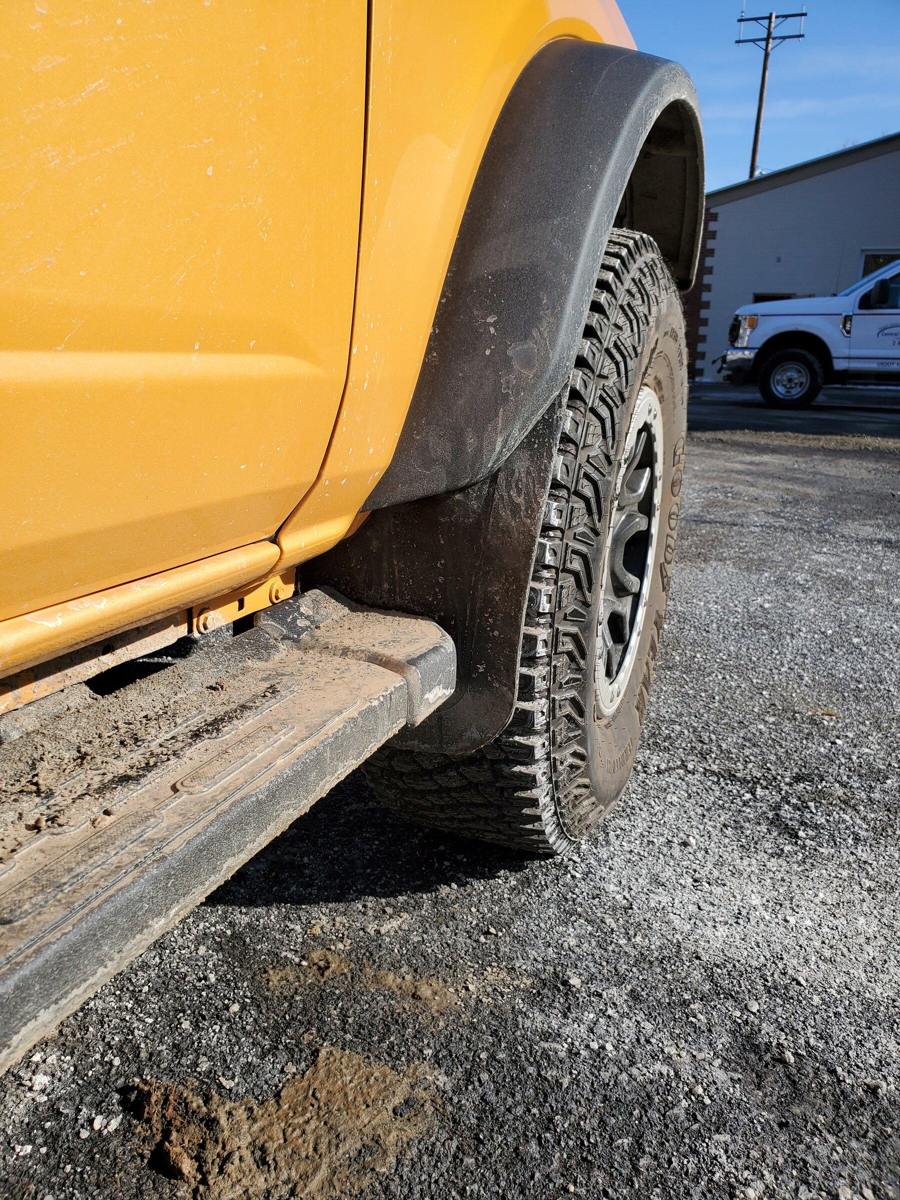 Ford Bronco Weather Tech Mud Flaps for Wildtrack installed 20220314_155328