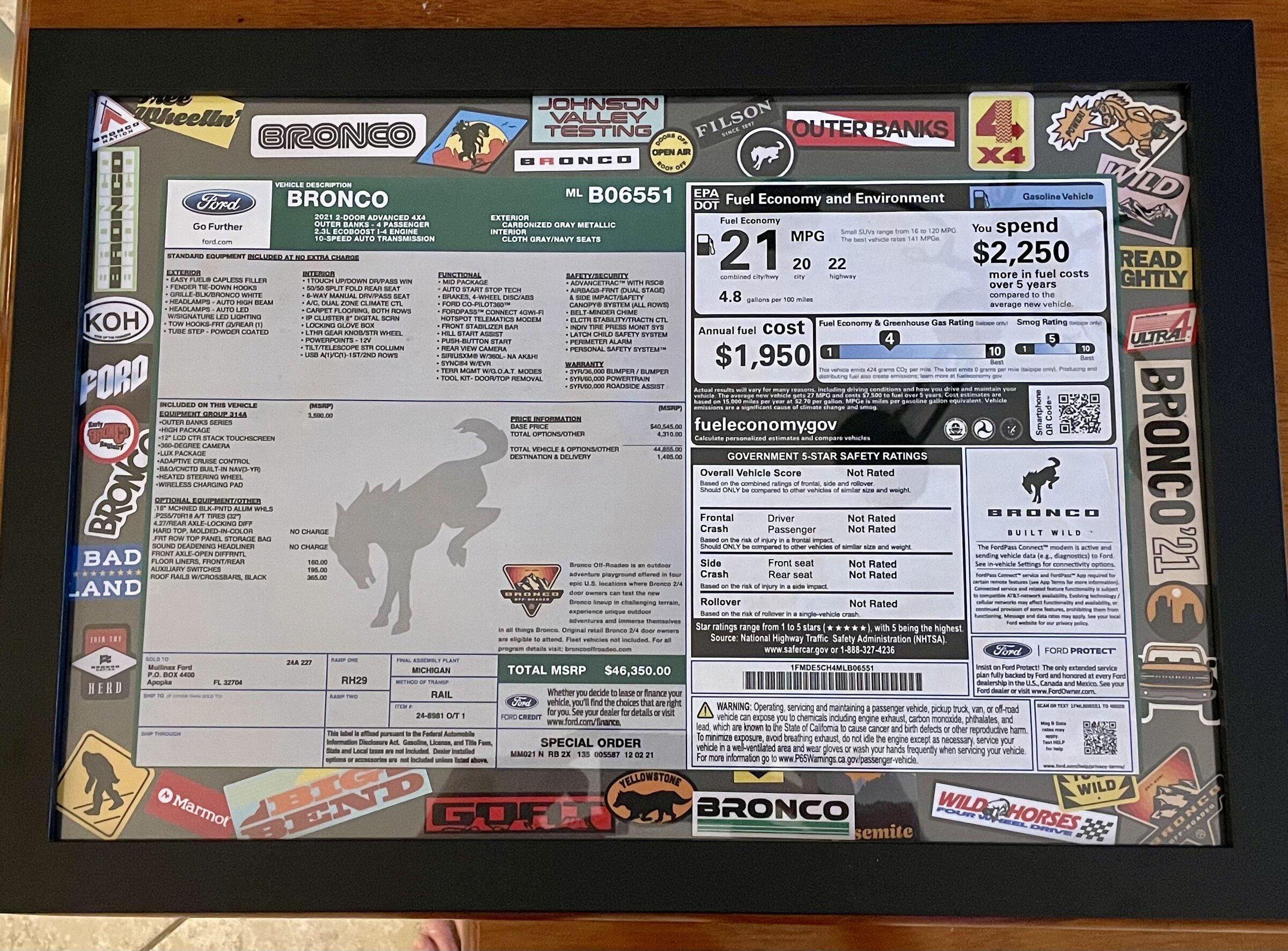 Ford Bronco Framing Window Sticker F8239969-26DA-4DD6-81AA-B8EE6DCE96AB
