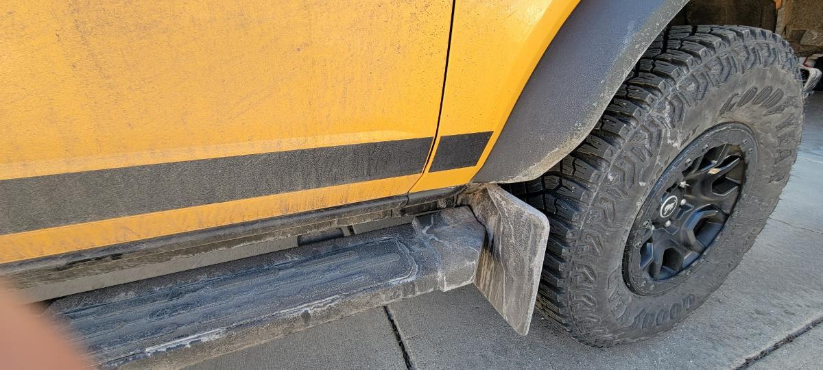 Ford Bronco Weather Tech Mud Flaps for Wildtrack installed mud flaps