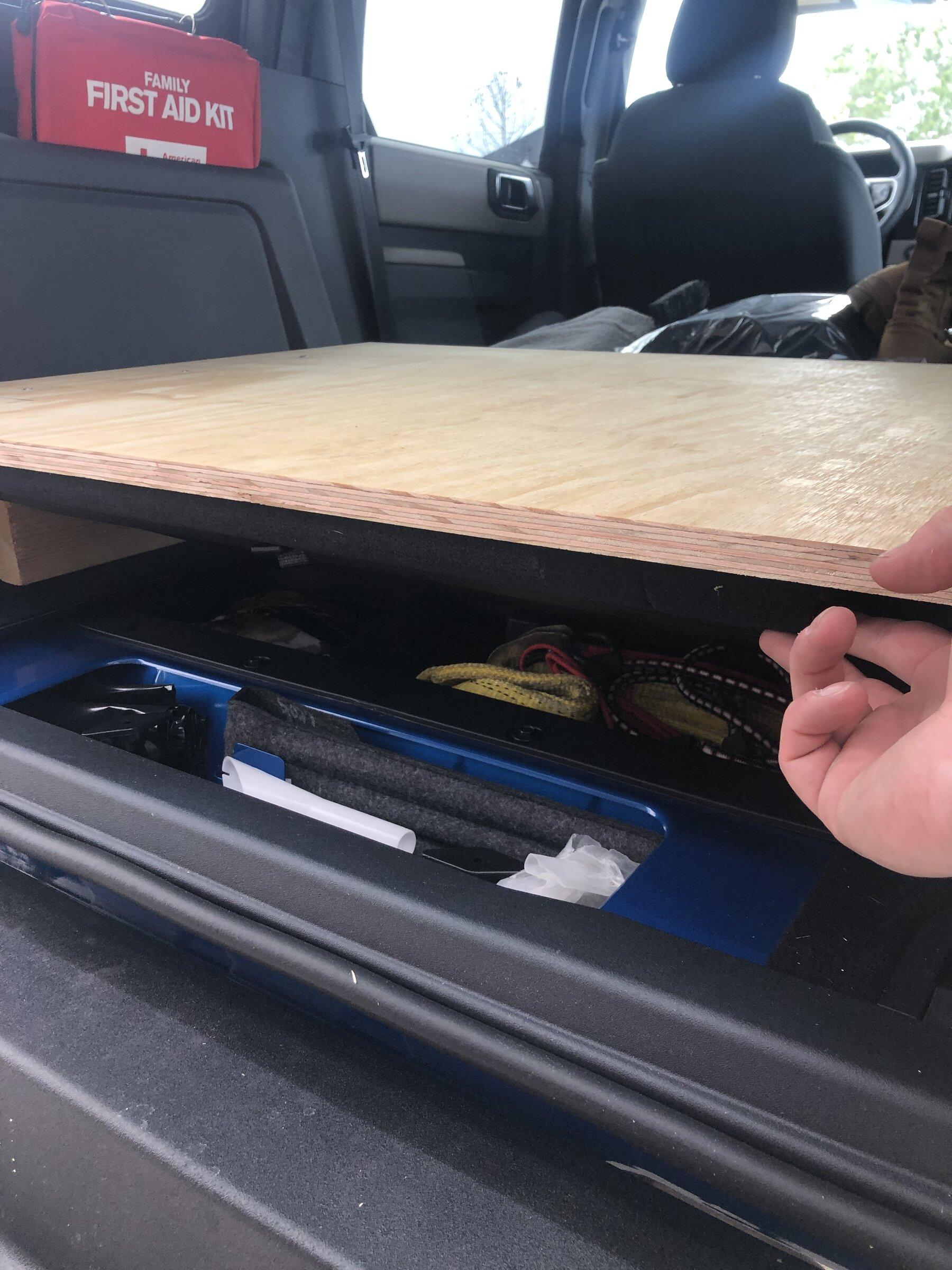 Ford Bronco Interior Platform Custom Build Storage Lid Room Underneath