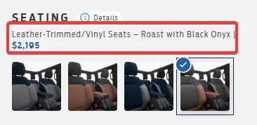 Ford Bronco MGV (Vinyl) versus Leather 1647535314373