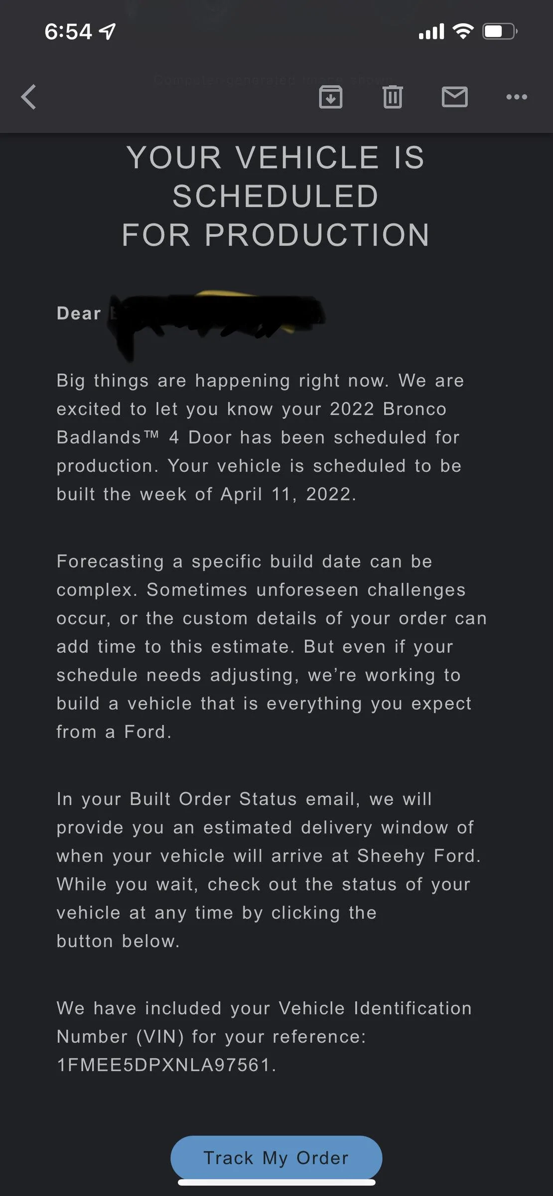 Ford Bronco Got a build date today…. FA4FBA9E-C891-43C0-B1B9-8236C9AEC761