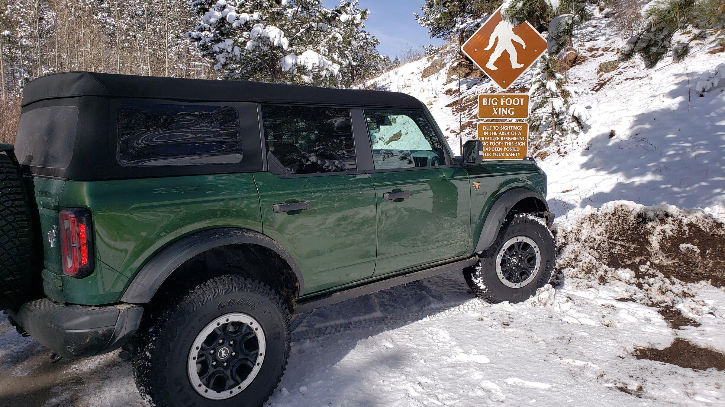 Ford Bronco Sasquatch sitting at Sasquatch crossing 20220318_100357