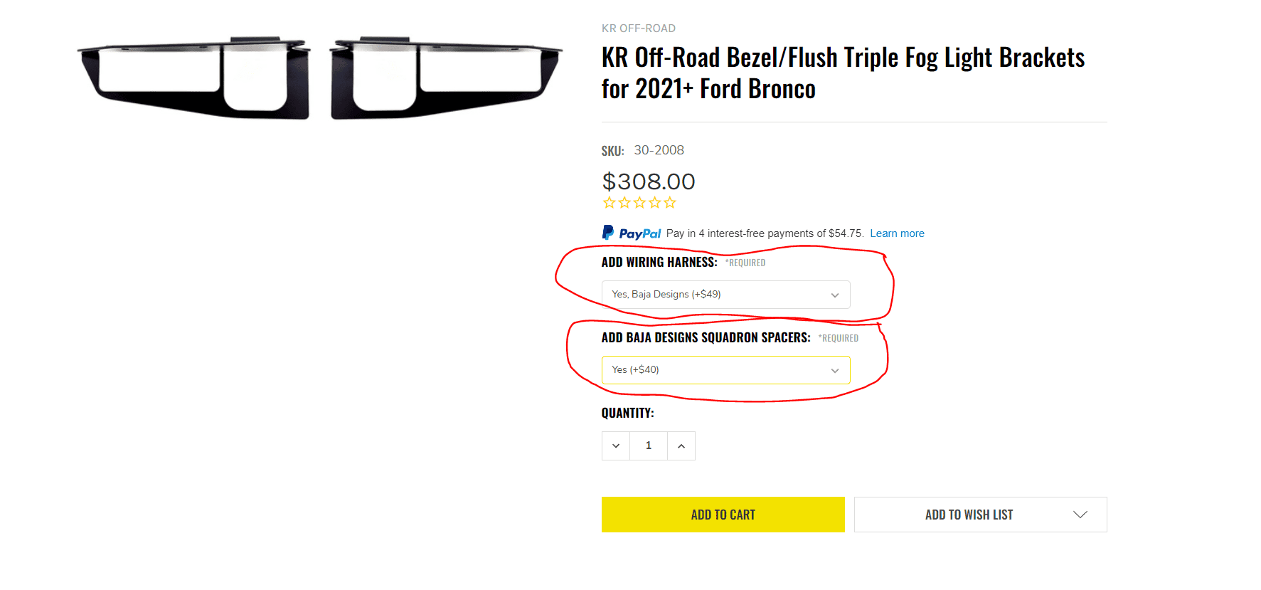 Ford Bronco Baja Design Fog light Bracket 1647905230517