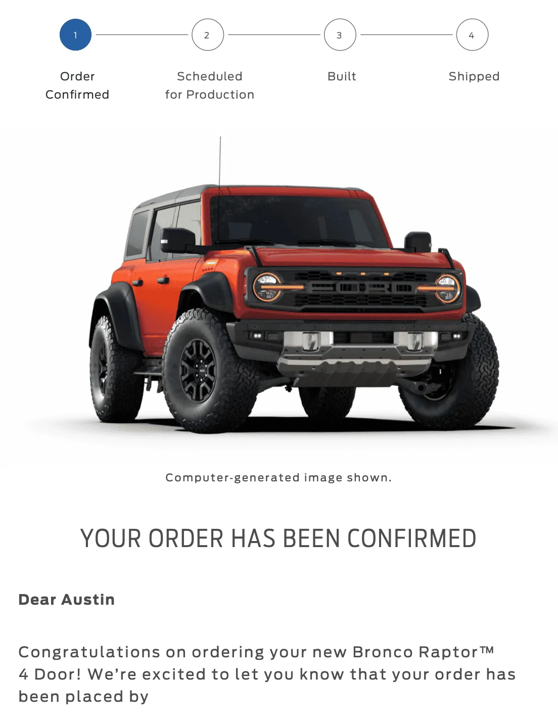 Ford Bronco Got Bronco Raptor Order Confirmation Email! Screen Shot 2022-03-21 at 9.25.06 PM