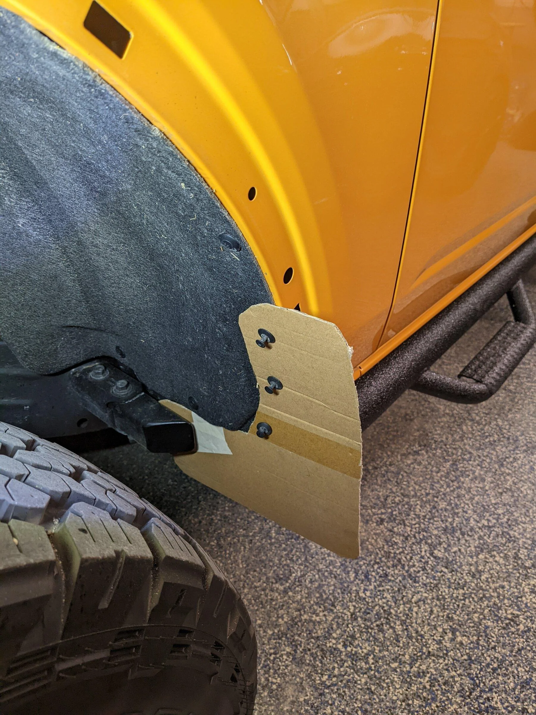 Ford Bronco DIY Mud Flaps, functional, low cost, and low profile PXL_20220319_203443064