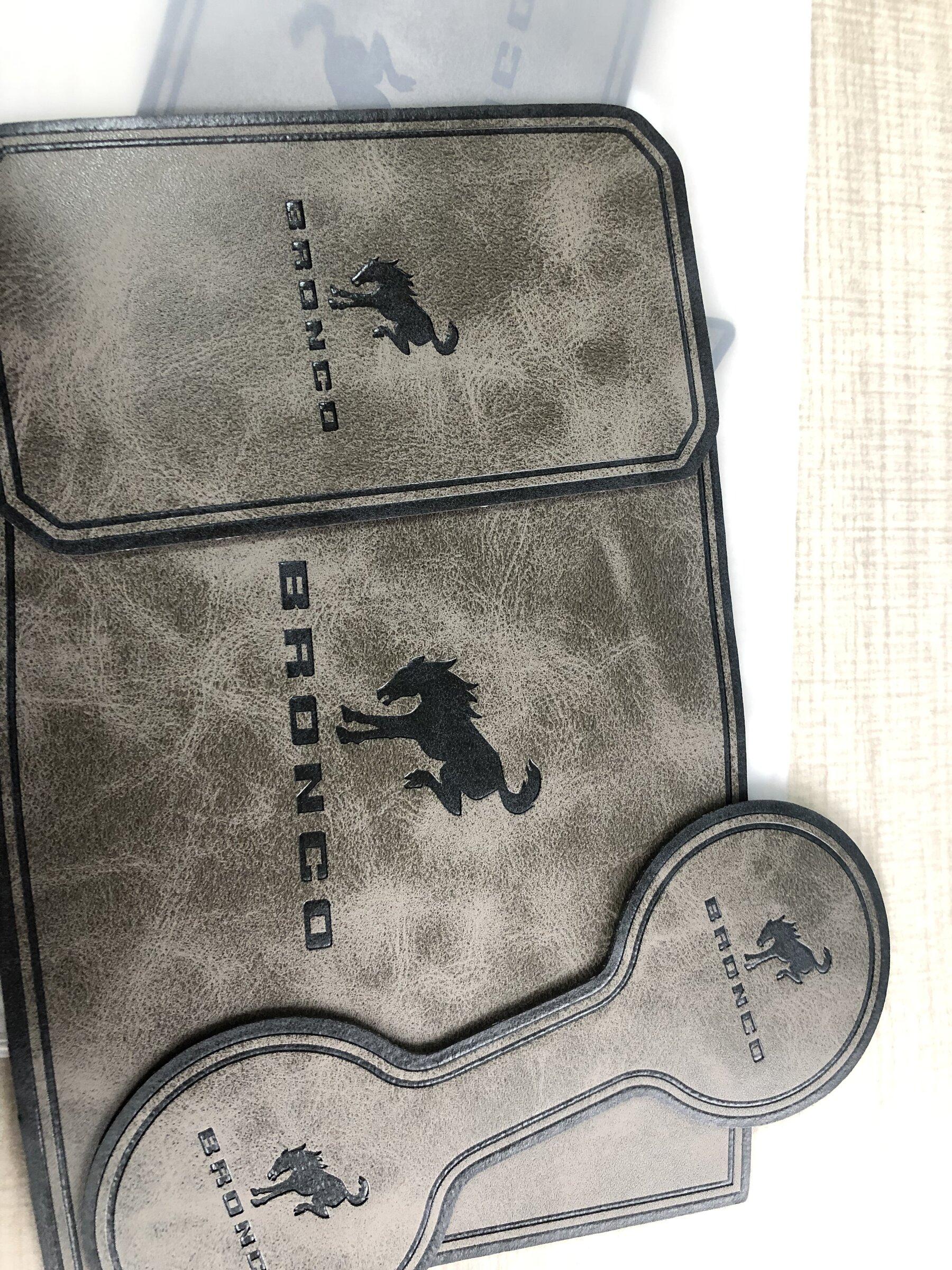 Ford Bronco Insert mats installed for interior, center console, cupholder 1648100769599