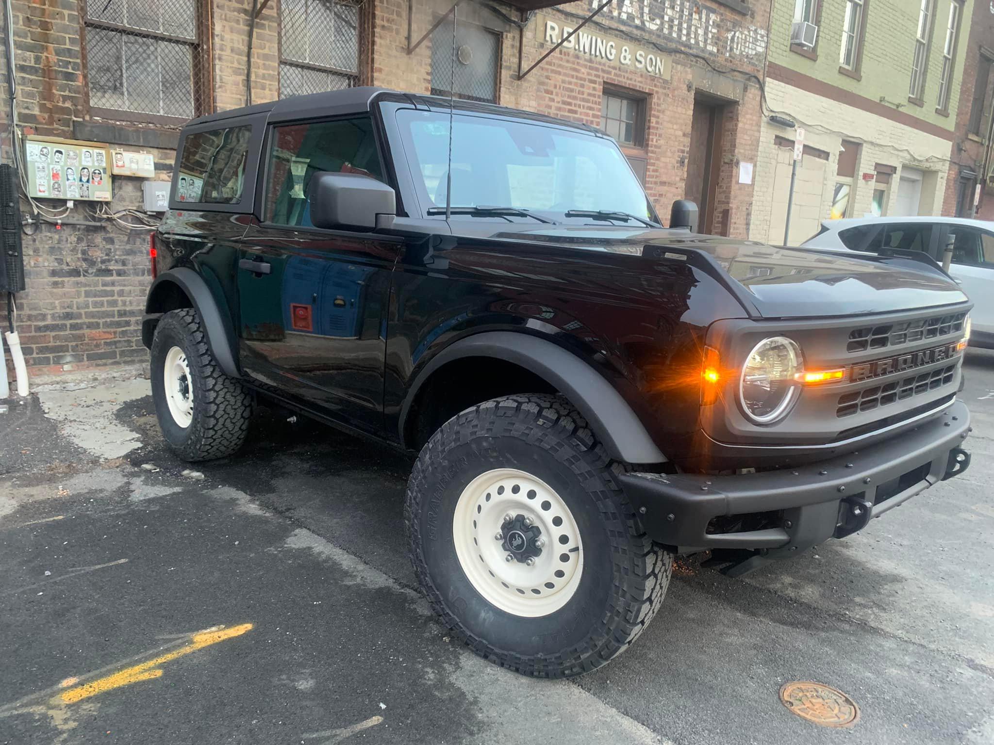 Ford Bronco SHADOW BLACK Bronco Club Base Bronco with off-white powder coat steelies and 33s 3