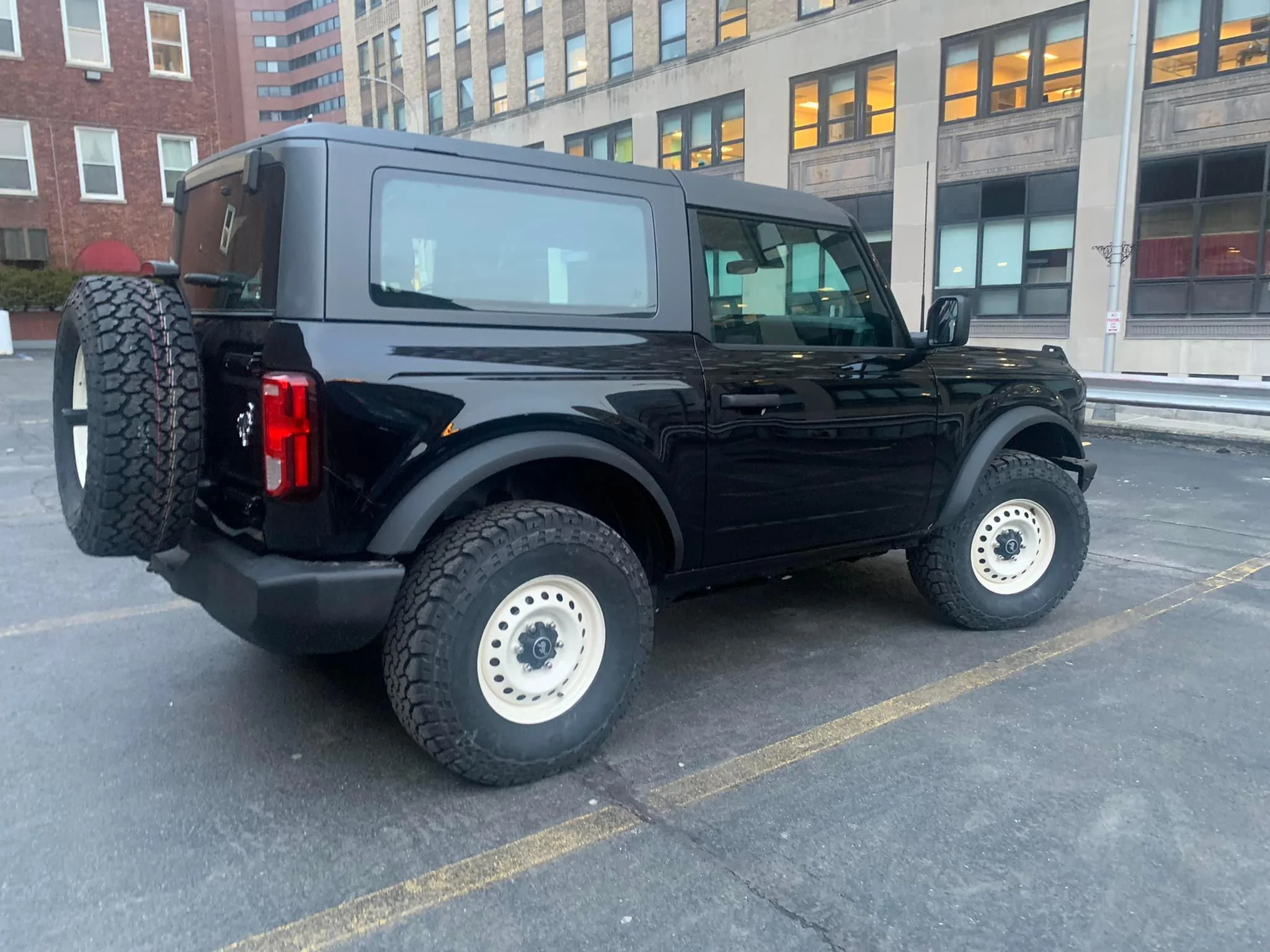 Ford Bronco SHADOW BLACK Bronco Club Base Bronco with off-white powder coat steelies and 33s 2