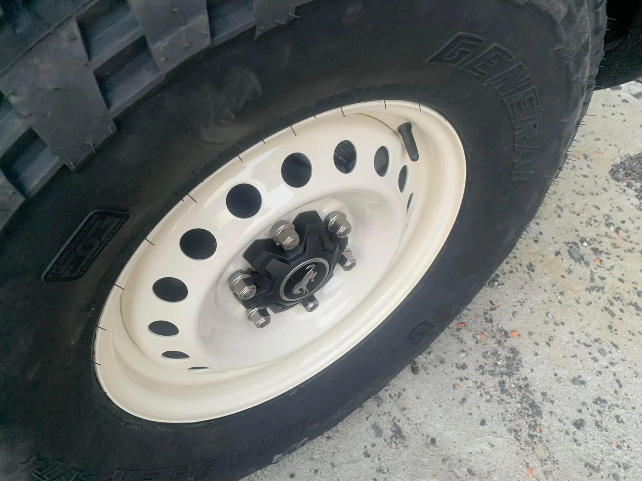 Ford Bronco SHADOW BLACK Bronco Club Base Bronco with off-white powder coat steelies and 33s 1