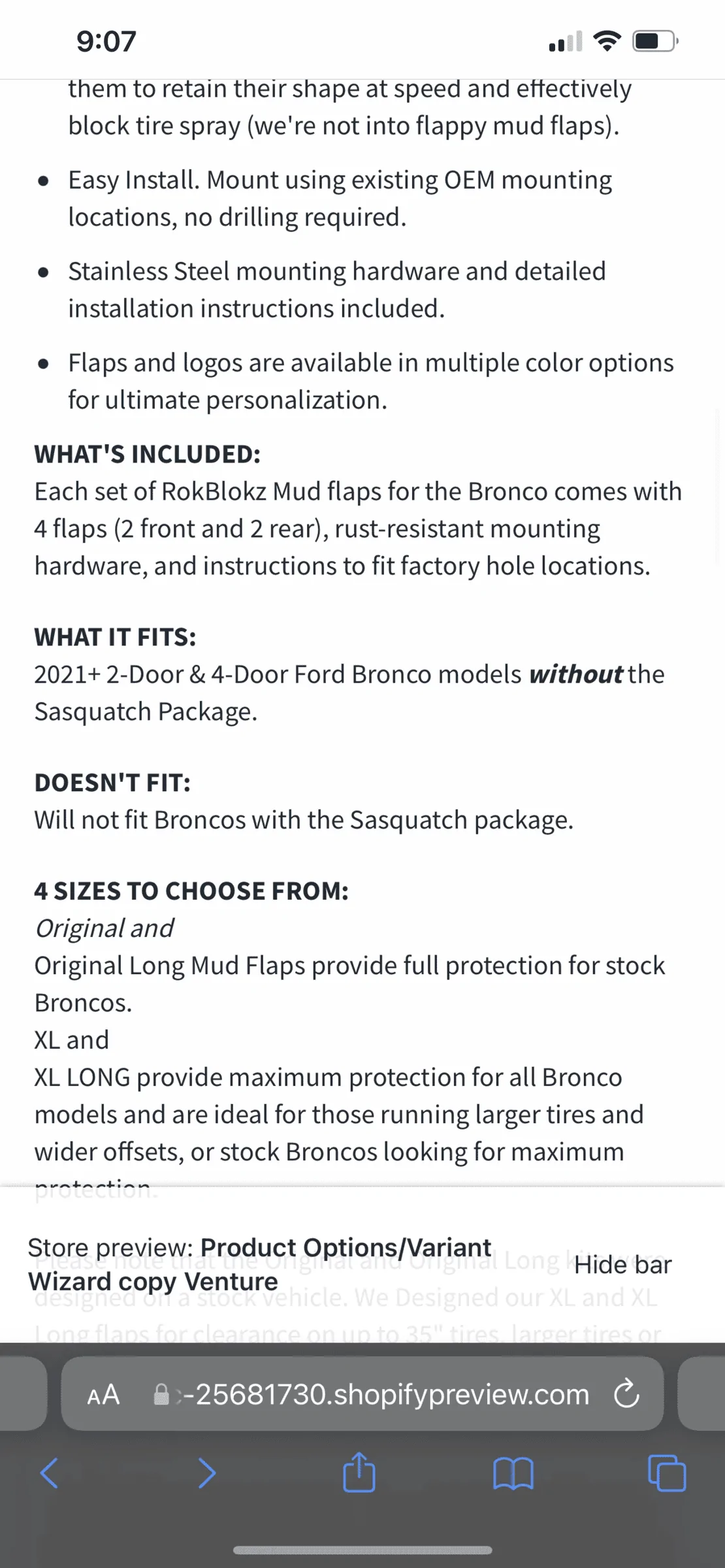 Ford Bronco Rokblokz mudflaps installed on Bronco 871260EA-6EAF-442F-95A3-DCDD543F576F