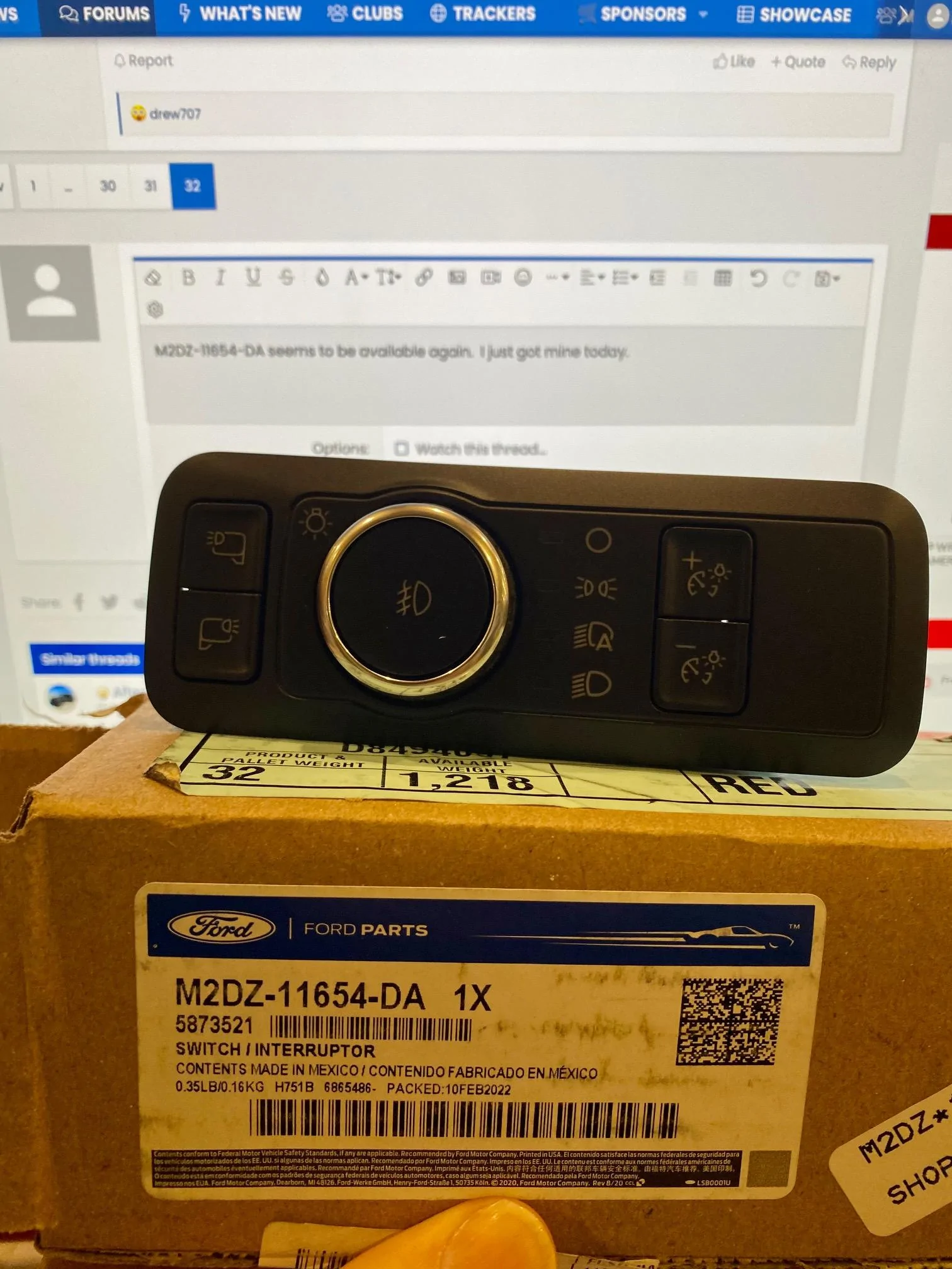 Ford Bronco Factory Fog Light Switch IMG_5852