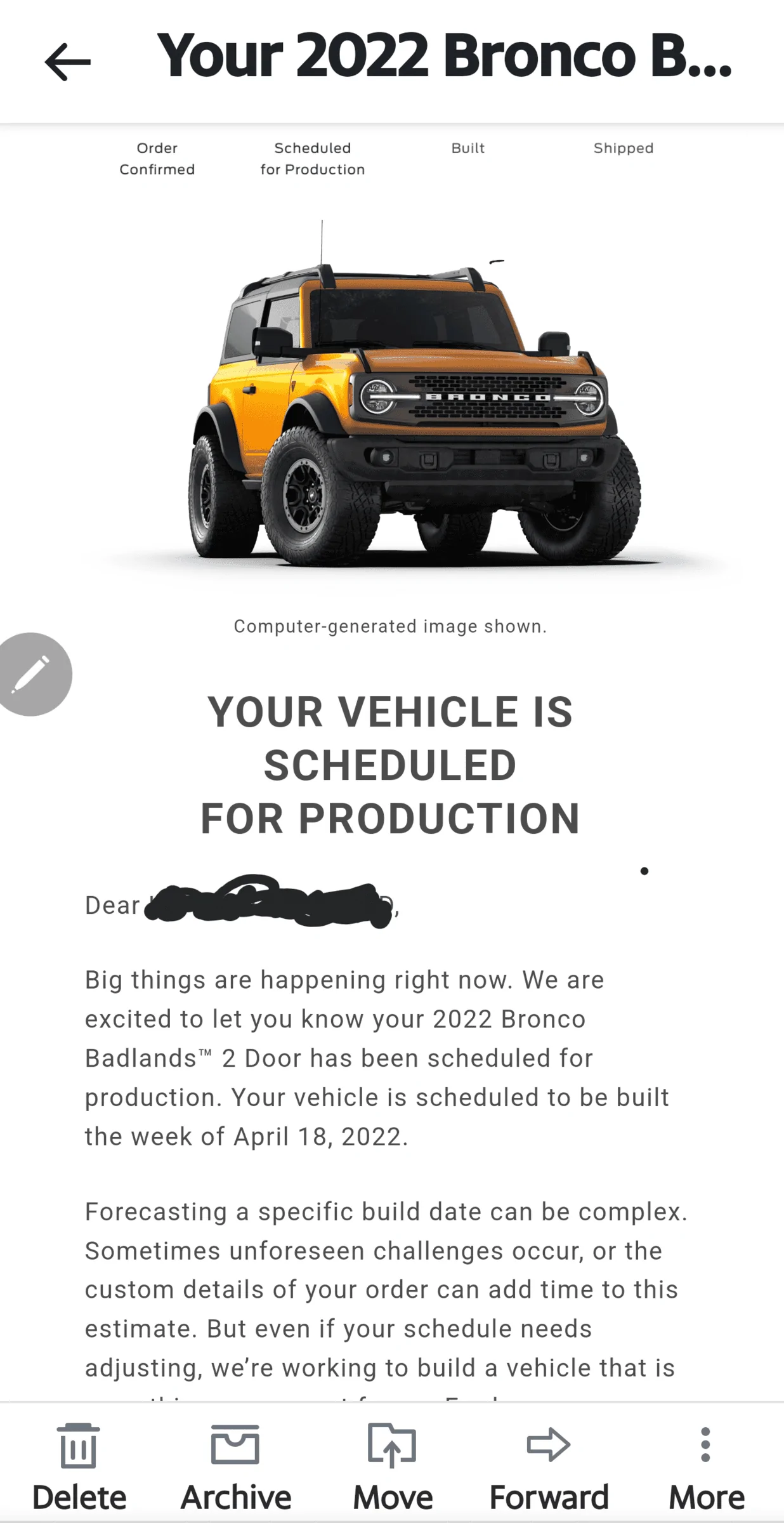 Ford Bronco 4/18/22 Build Week Group. 1648232950777