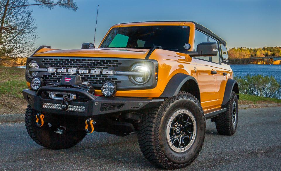 Ford Bronco Pics of ADD Rockfighter Bumper, Warn Winch, and Rigid Lights installed 20220327 Bronco after ADD Bumper Install 01 web