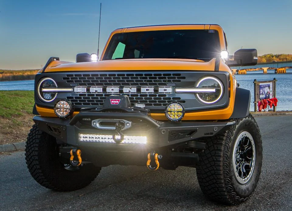 Ford Bronco Pics of ADD Rockfighter Bumper, Warn Winch, and Rigid Lights installed 20220327 Bronco after ADD Bumper Install 09 