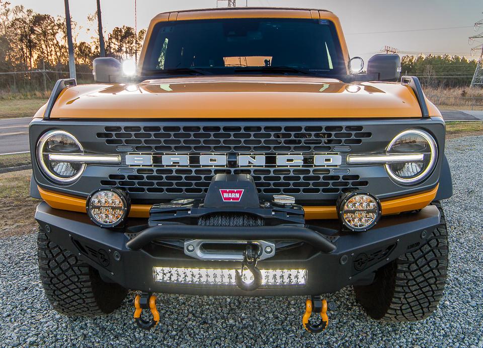 Ford Bronco Pics of ADD Rockfighter Bumper, Warn Winch, and Rigid Lights installed 20220327 Bronco after ADD Bumper Install 16 web