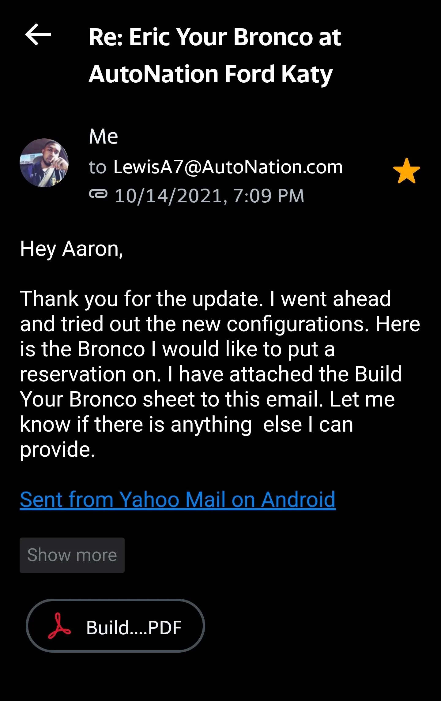 Ford Bronco AutoNation Ford Katy. !!!BEWARE!!! Screenshot_20220328-110110_Yahoo Mail