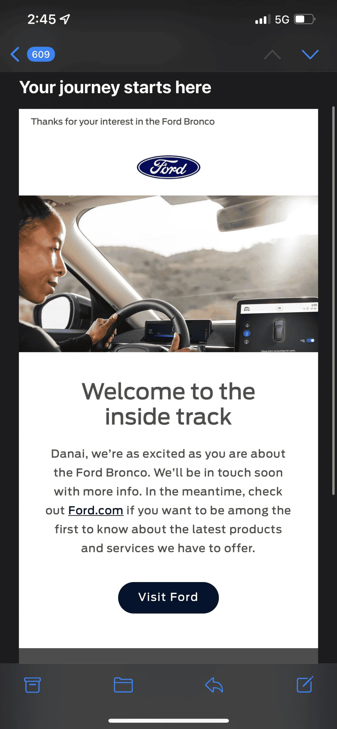 Ford Bronco Your journey starts here email 42587DB3-5DFC-45AF-A7AF-CEA8FD45E4A2