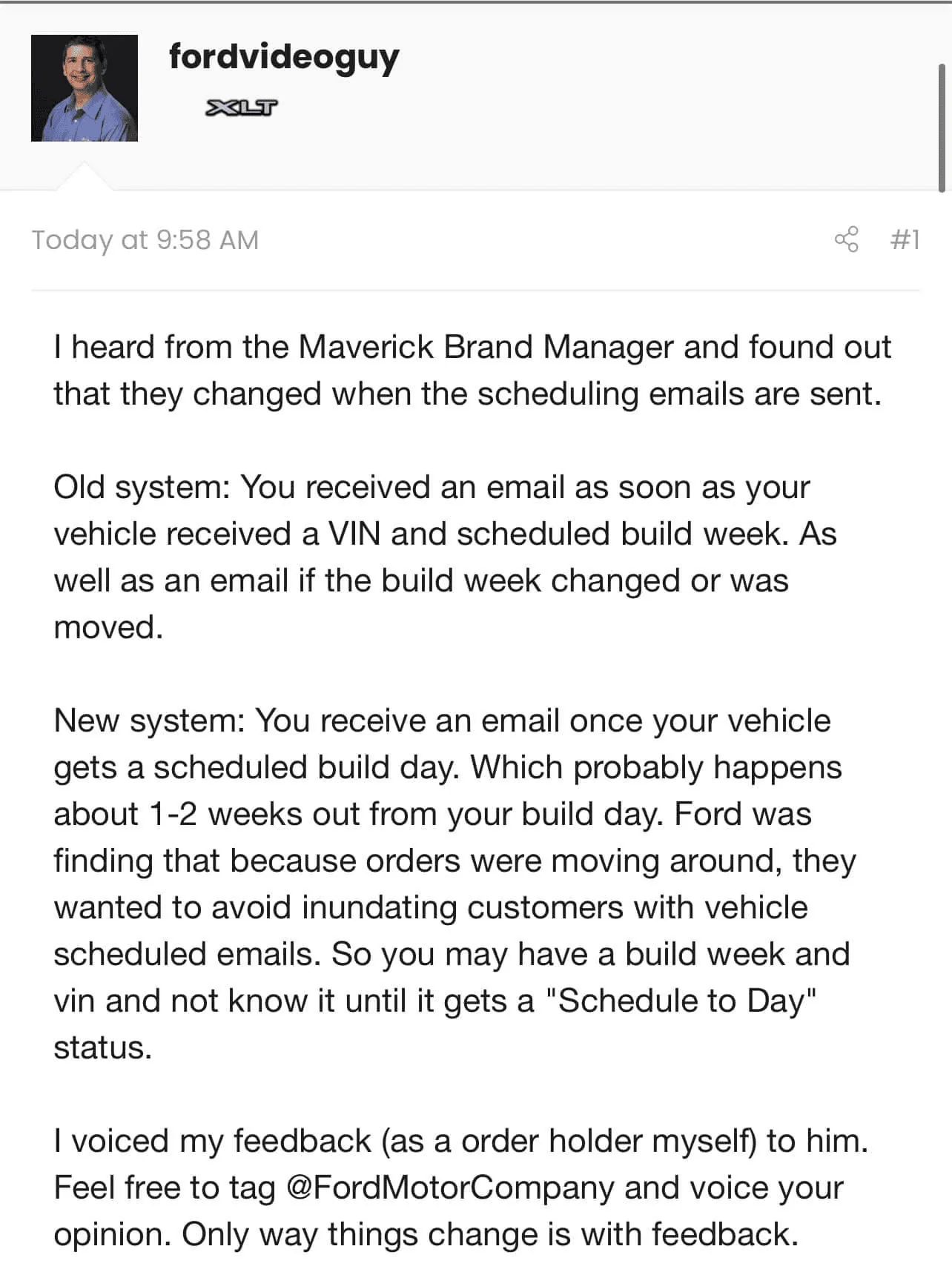 Ford Bronco New system: Scheduling Emails will now be sent once vehicle gets a scheduled build DAY (not WEEK) 1648692364043