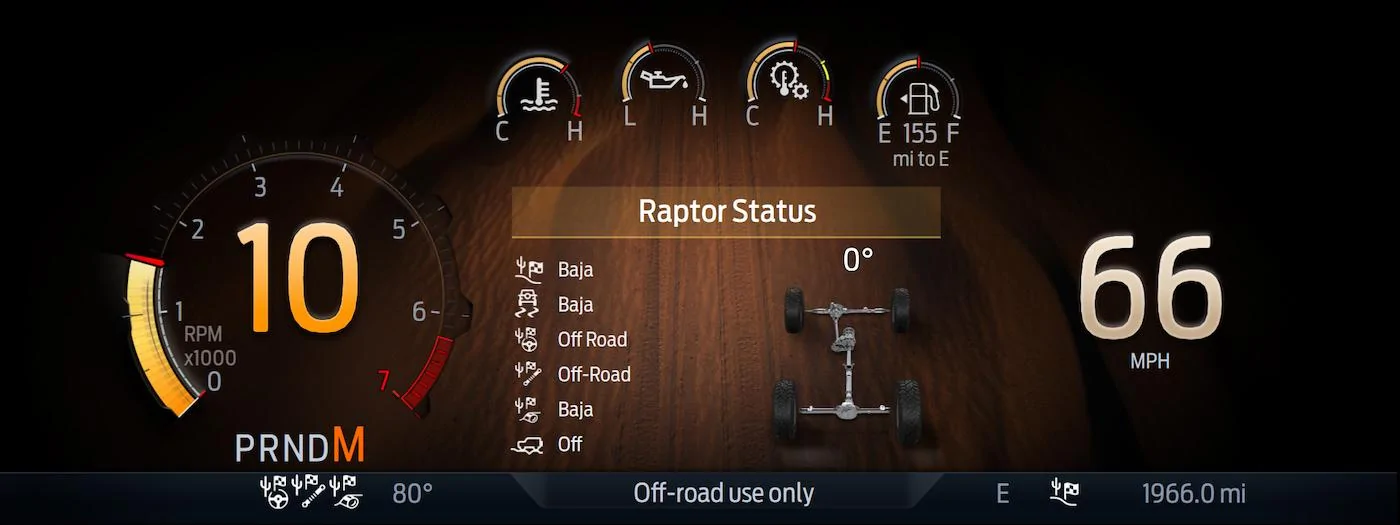 Ford Bronco Bronco Raptor Digital Cluster Drive Modes Animation & Demo Bronco Raptor_02_Raptor Status