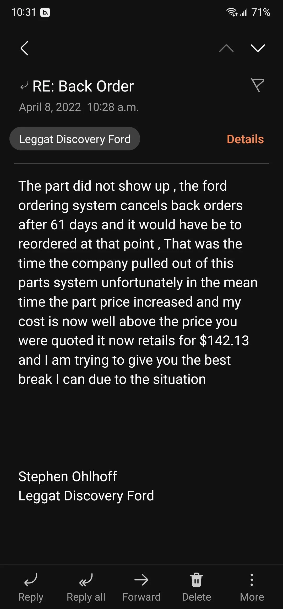 Ford Bronco Factory Fog Light Switch Screenshot_20220408-103105_Email
