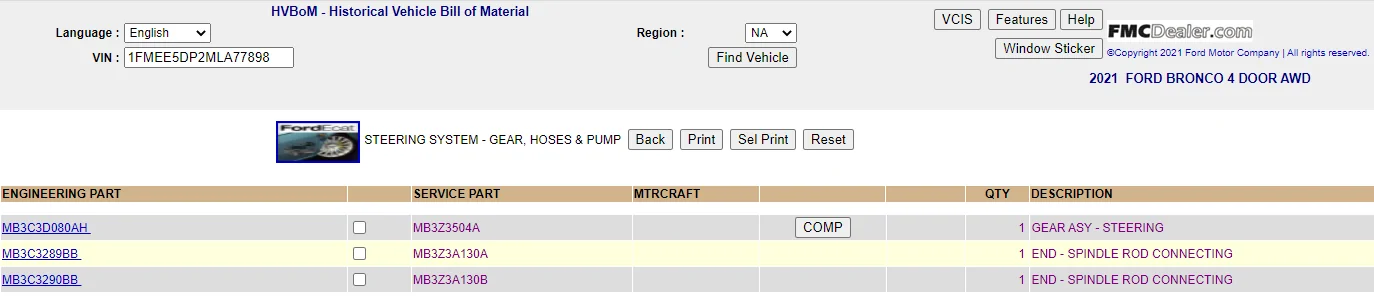 Ford Bronco Ford Performance Upgraded Steering Rack and Tie Rods 1649434313054