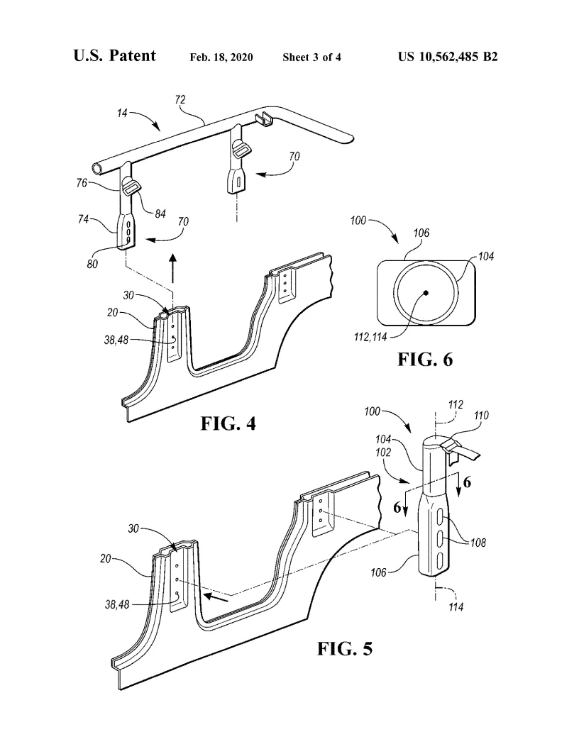 Ford Bronco Patent: Removable Seat Belt Post for a Vehicle Having a Removable Roof bronco-removable-seat-belt-patent-4