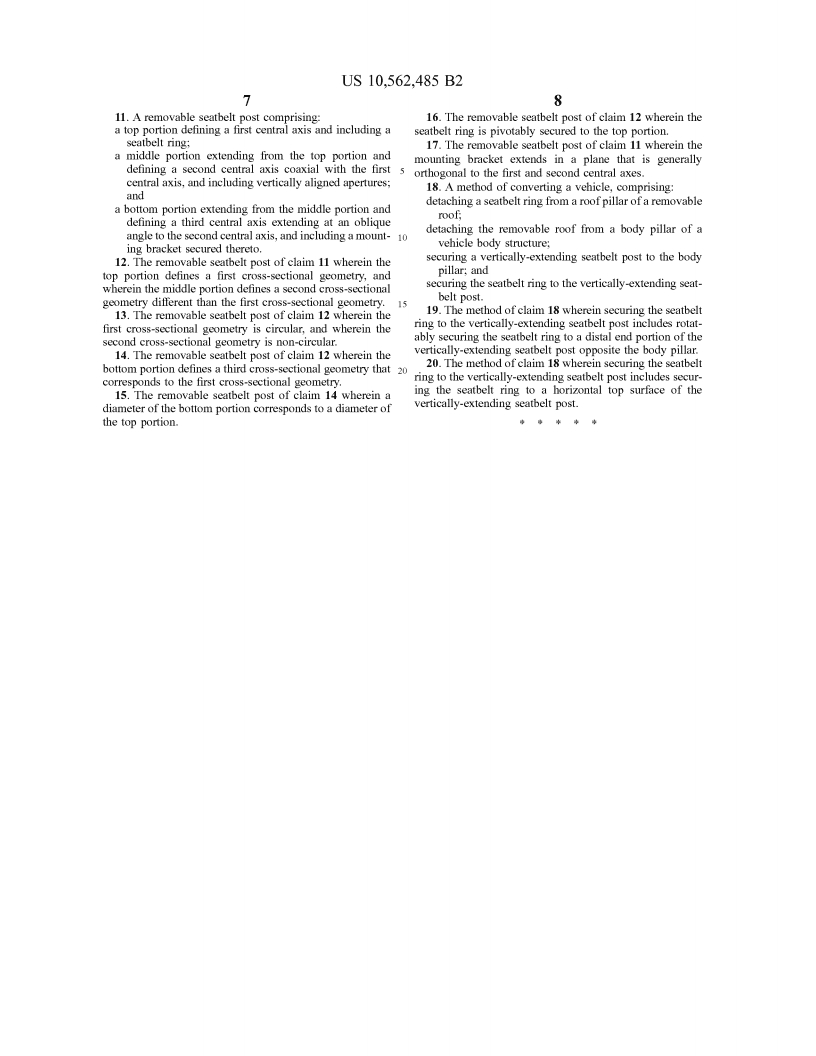 Ford Bronco Patent: Removable Seat Belt Post for a Vehicle Having a Removable Roof bronco-removable-seat-belt-patent-9