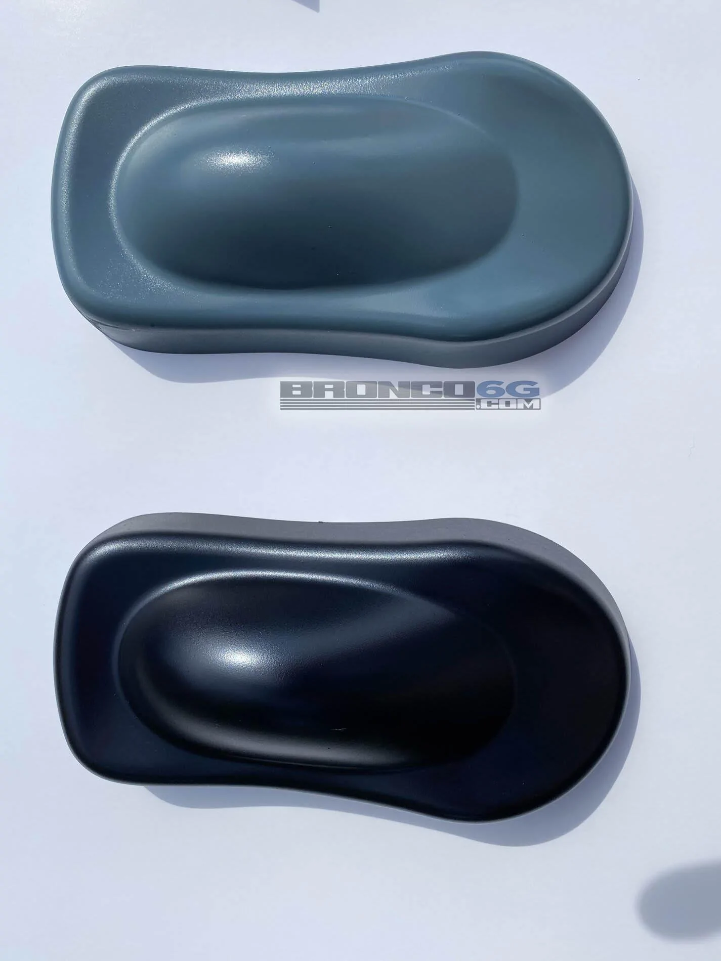 Ford Bronco Painted Physical Color Samples Experiment: Antimatter Blue vs. Area 51 vs. Area 51 vs Cactus Gray (Now Clear Coated) Paint Samples of 2021 Bronco colors Area 51 vs Antimatter Blue 2