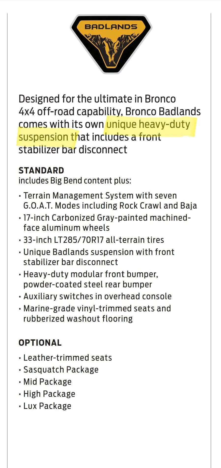 Ford Bronco Badlands suspension vs Wildtrak 20200828_194533