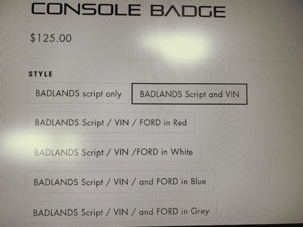 Ford Bronco AR | BADLANDS Center Console VIN Plate 1649717728542