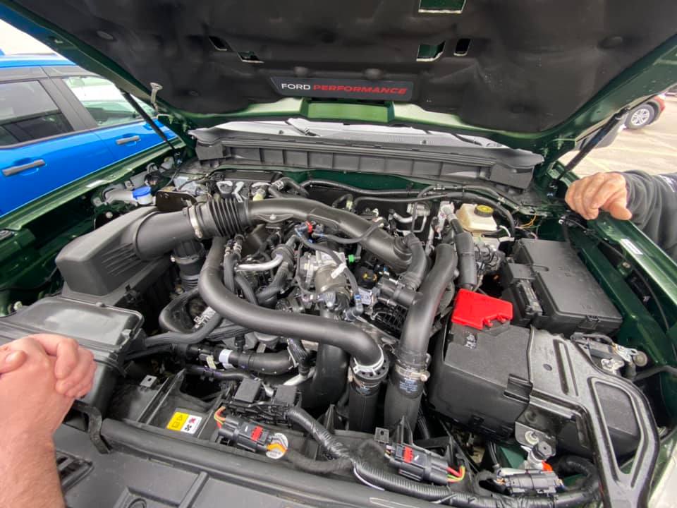 Ford Bronco Closeups of Eruption Green Bronco Raptor [updated w/ interior, suspension, engine underhood pics]) bronco-raptor-eruption-green-interior-engine-1-