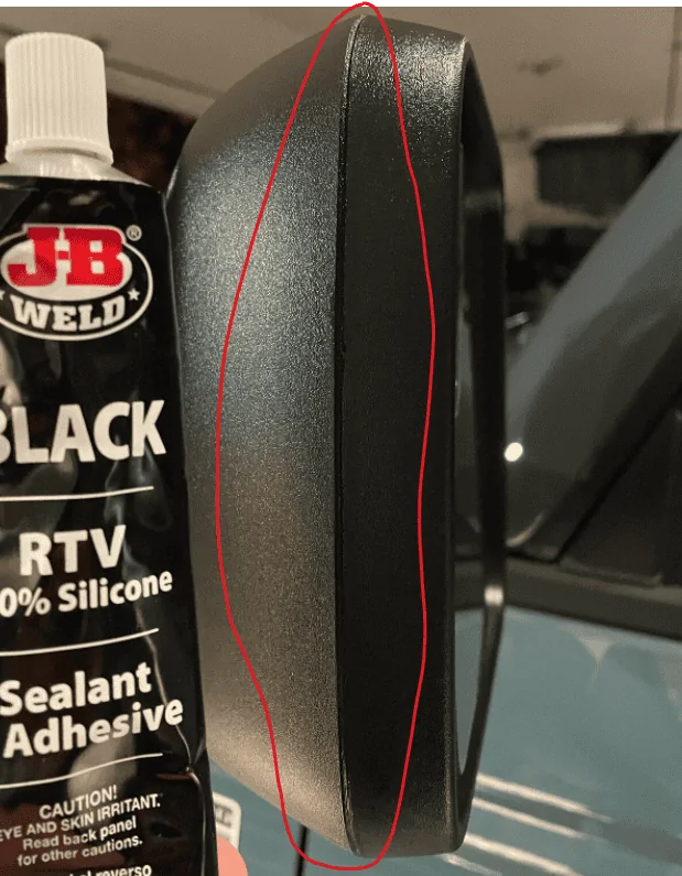 Ford Bronco Hellacious mirror whistle -- simple FIX = RTV silicone! 1649768546028