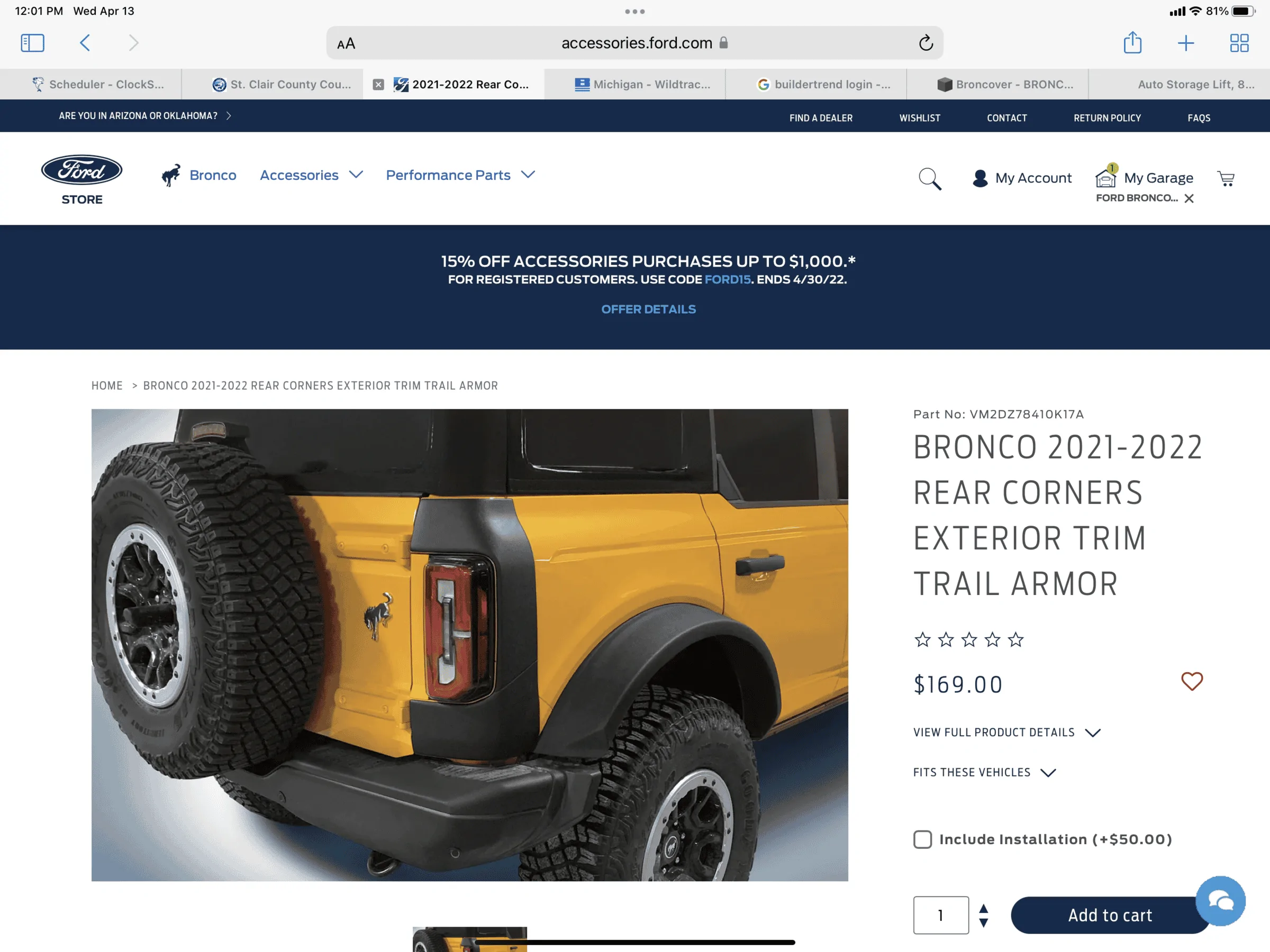 Ford Bronco Trail Armor Front and Rear 9680403E-A590-46F1-B503-8E1B3555DB03