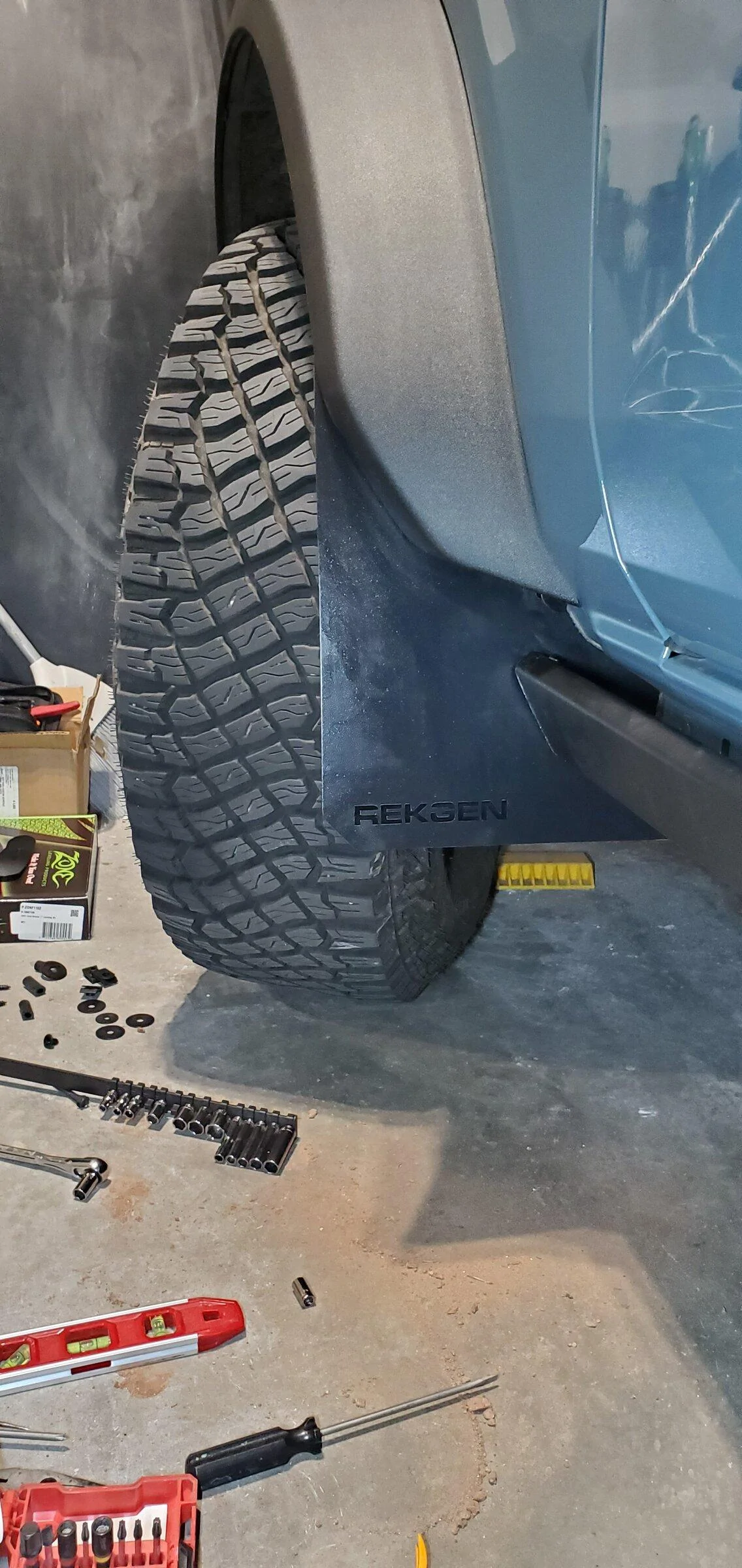 Ford Bronco Rek Gen Mud Flaps installed on my Sasquatch 20220415_203049
