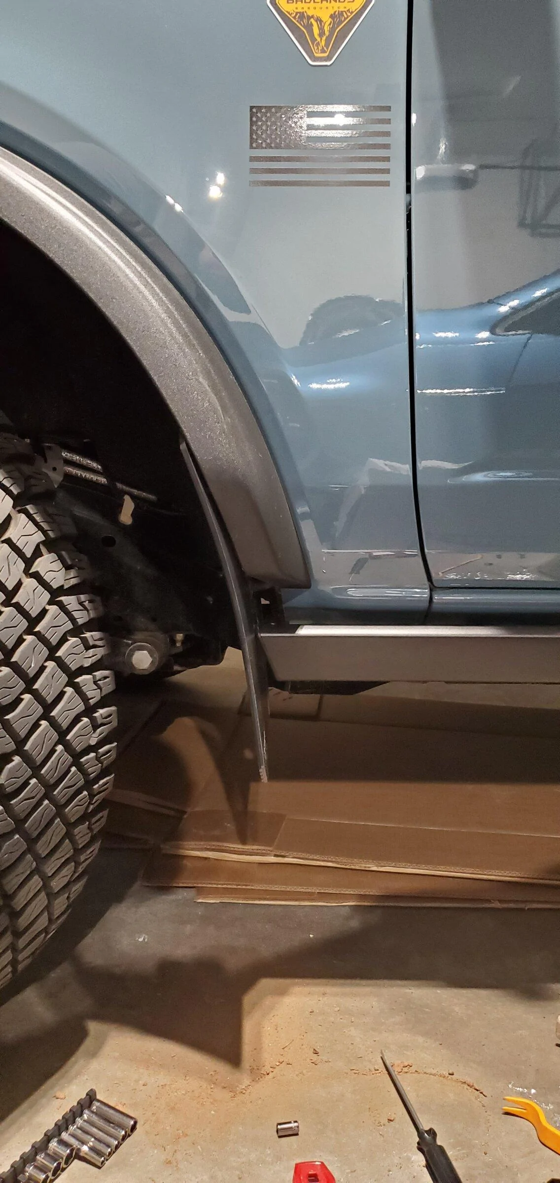 Ford Bronco Rek Gen Mud Flaps installed on my Sasquatch 20220415_204424