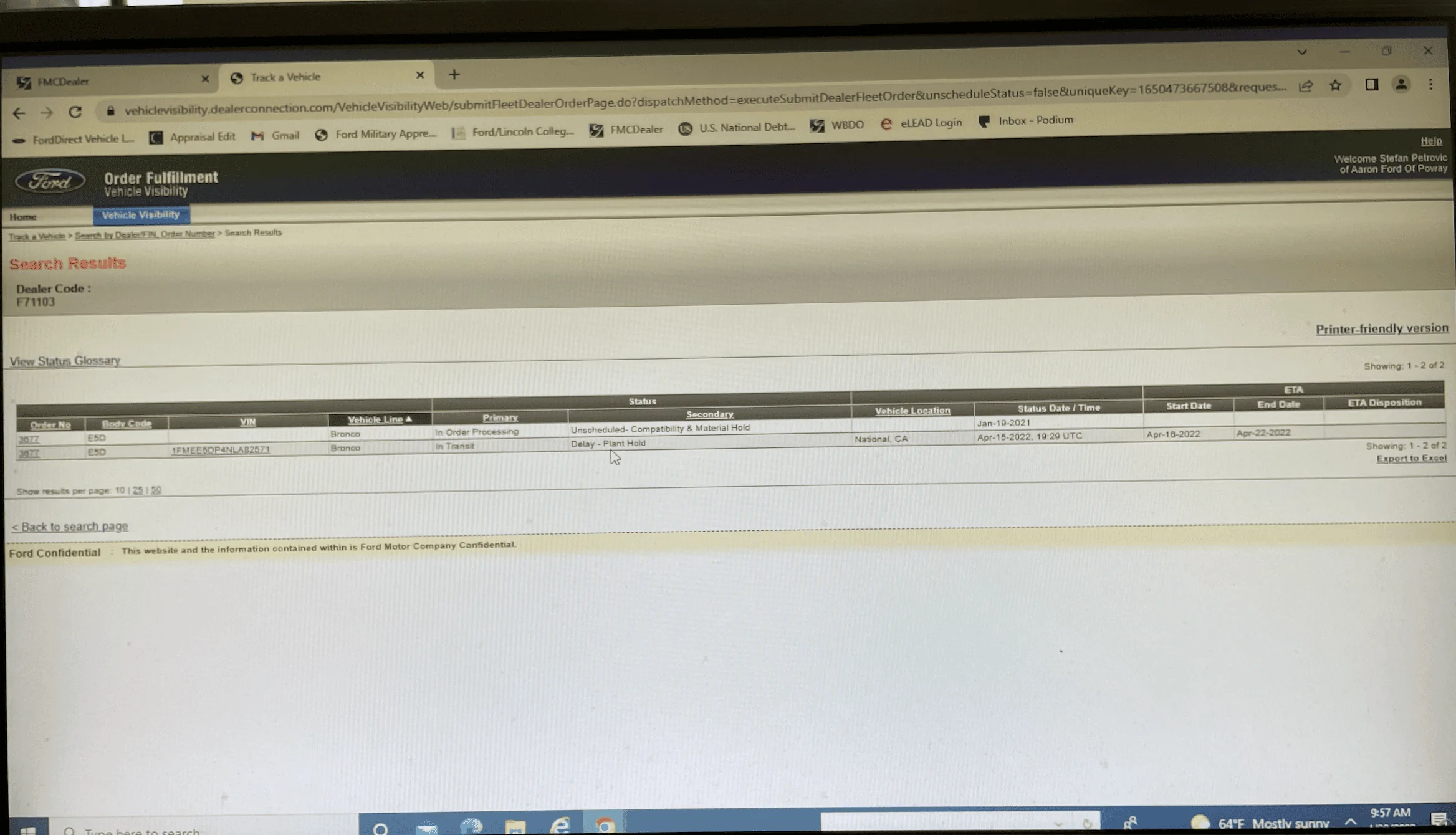 Ford Bronco Delay plant hold Screen Shot 2022-04-20 at 10.03.47 AM