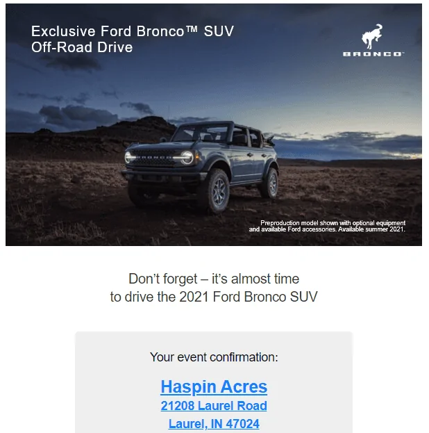 Ford Bronco Drive the Ford Bronco Event @ Indiana experience 1650554041937